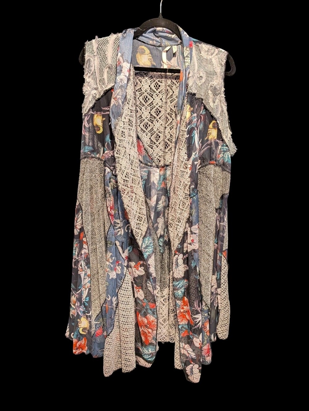 SOFT Surroundings Patchwork Flared Vest Beach Coverup One Size